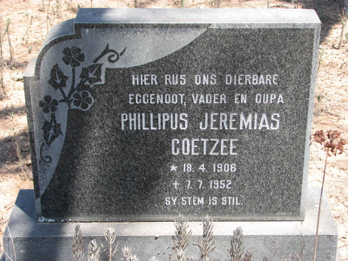 COETZEE Phillipus Jeremias 1906-1952
