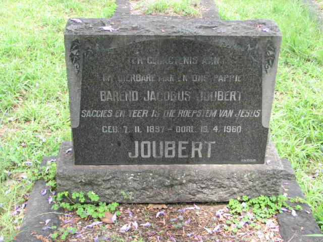 JOUBERT Barend Jacobus 1897-1960