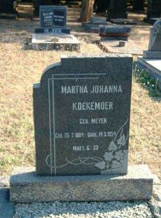 KOEKEMOER Martha Johanna nee MEYER 1894-1954
