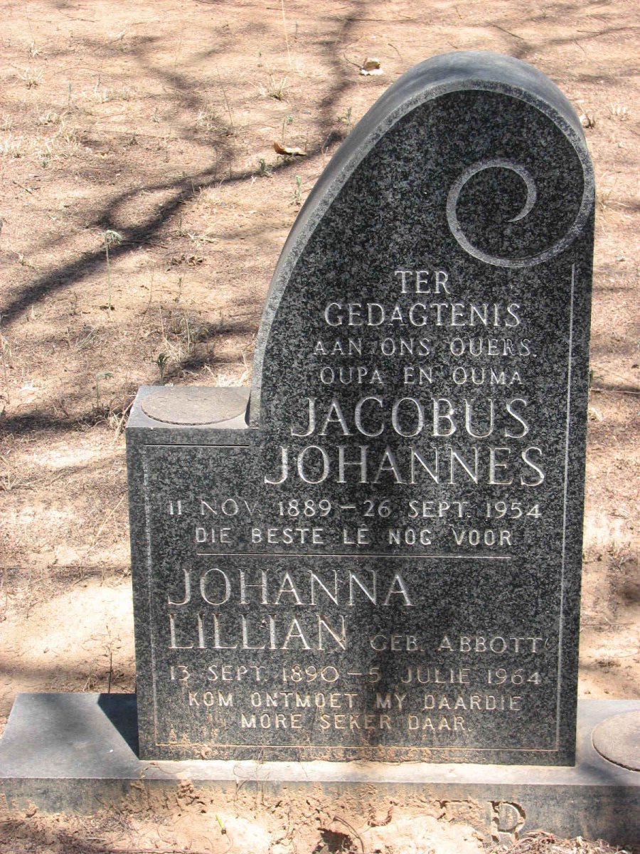 MÖLLER Jacobus Johannes 1889-1954 &amp; Johanna Lillian ABBOTT 1890-1964