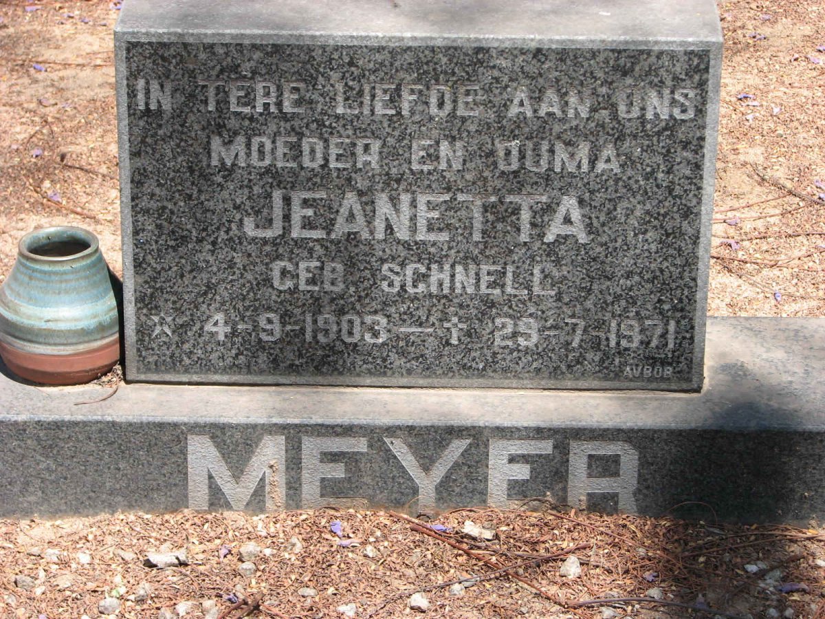 MEYER Jeanetta nee SCHNELL 1903-1971
