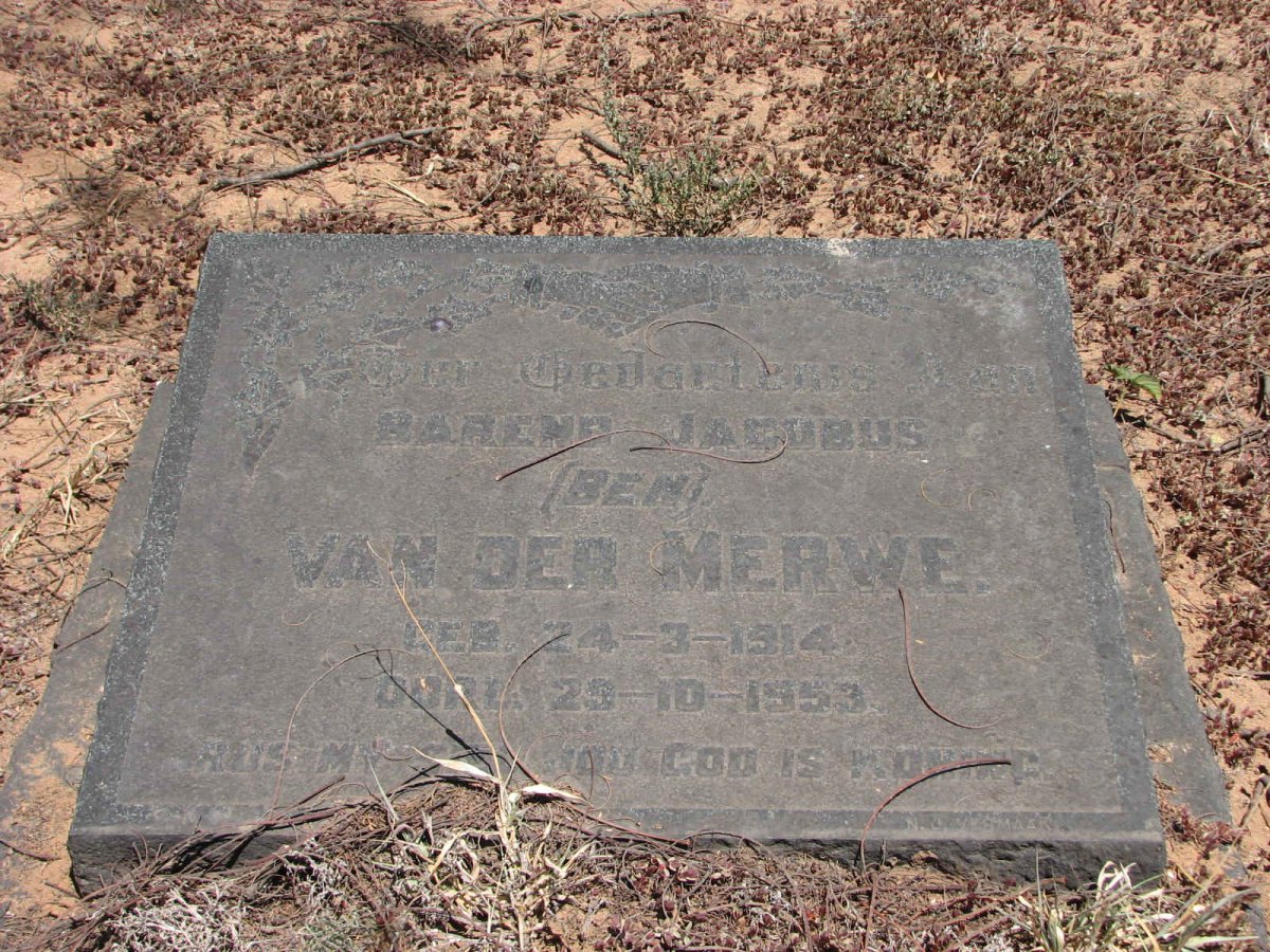 MERWE Barend Jacobus, van der 1914-1953