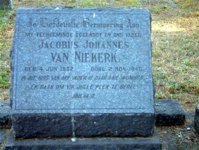 NIEKERK Jacobus Johannes, van 1882-1940