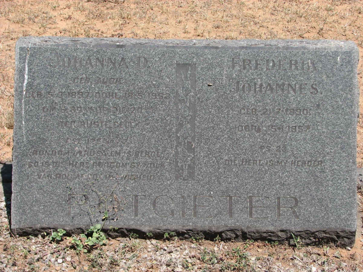 POTGIETER Frederik Johannes 1890-195? &amp; Johanna D. 1897-1953