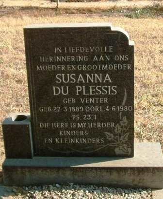 PLESSIS Susanna, du geb VENTER 1889-1980