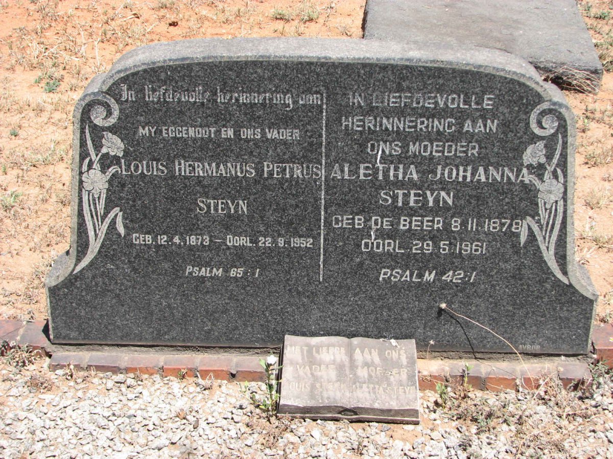 STEYN Louis Hermanus Petrus 1873-1952 &amp; Aletha Johanna DE BEER 1878-1961