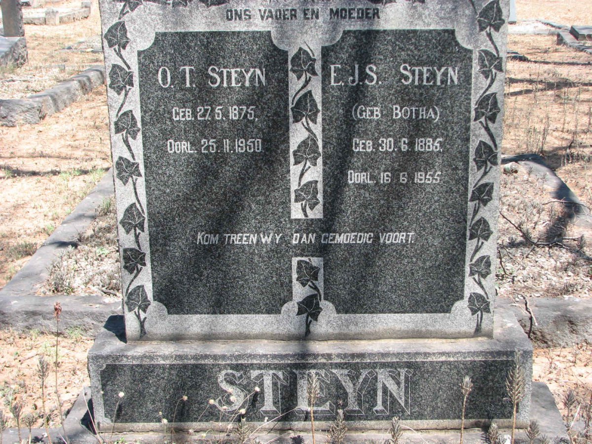STEYN O.T. 1875-1950 &amp; E.J.S. BOTHA 1885-1955