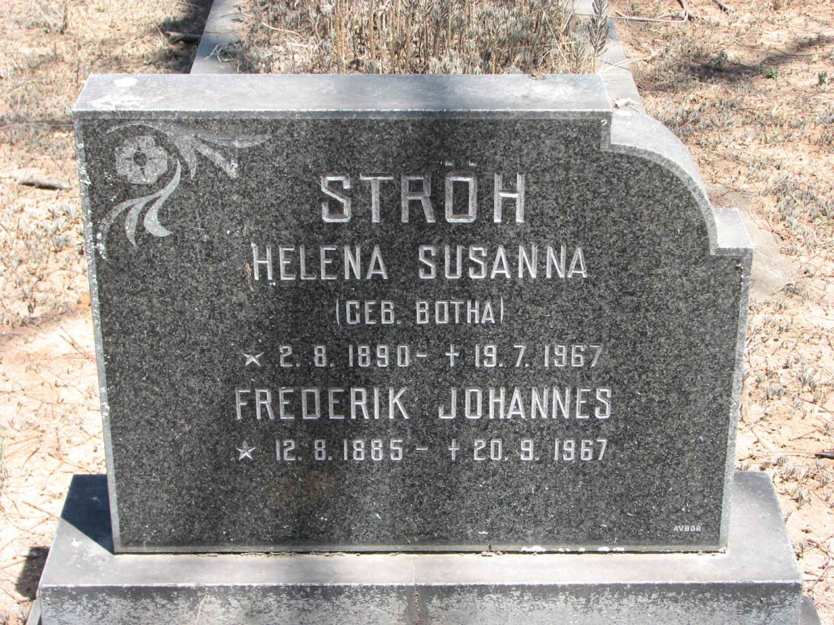 STRÖH Frederik Johannes 1885-1967 &amp; Helena Susanna BOTHA 1890-1967
