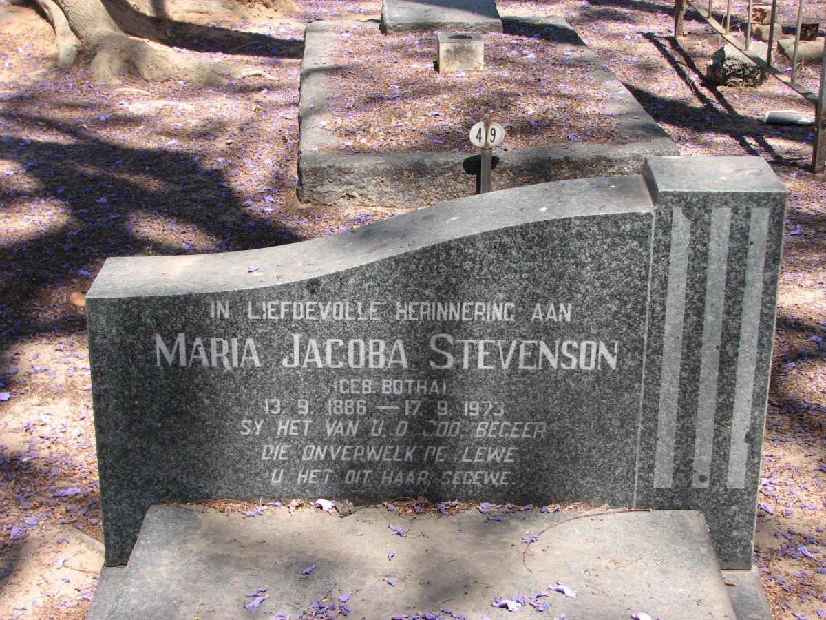 STEVENSON Maria Jacoba nee BOTHA 1886-1973