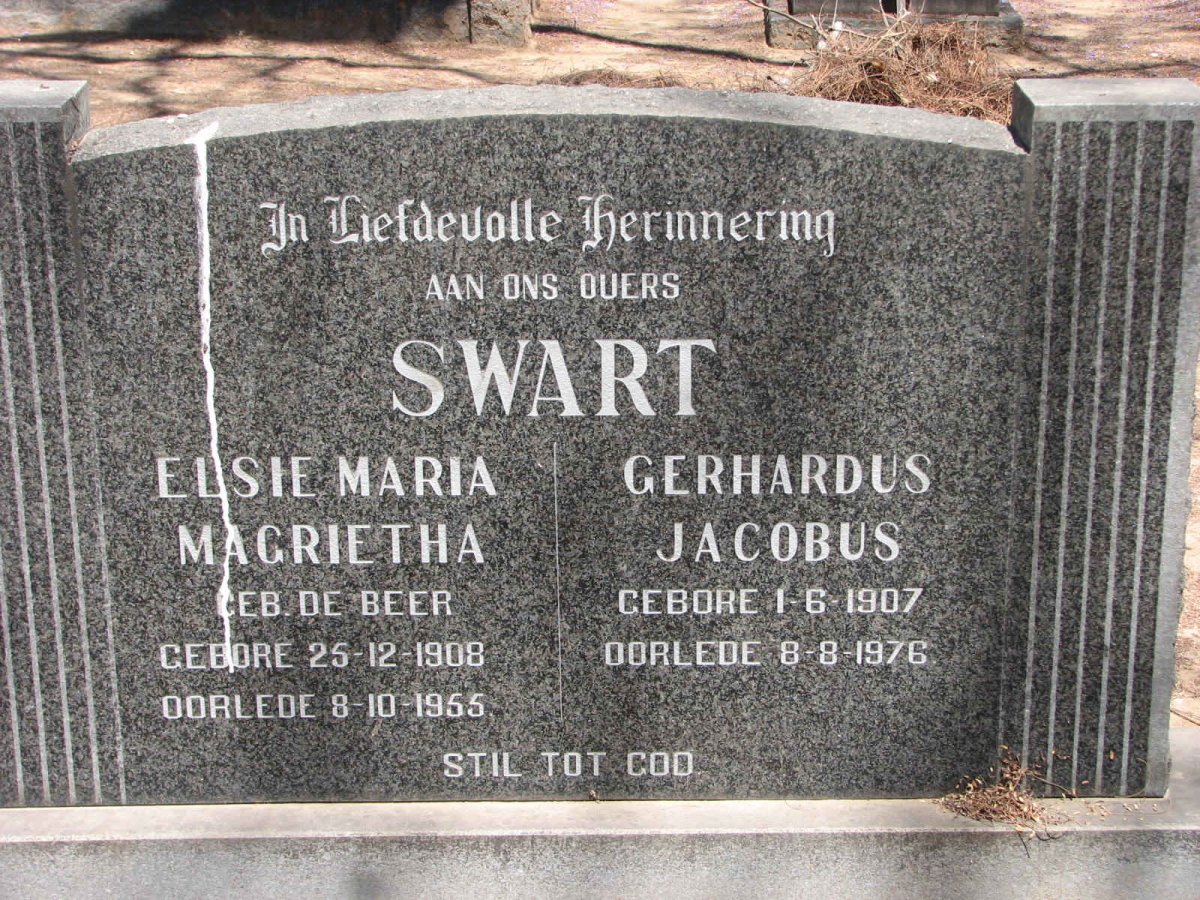 SWART Gerhardus Jacobus 1907-1976 &amp; Elsie Maria DE BEER 1908-1955