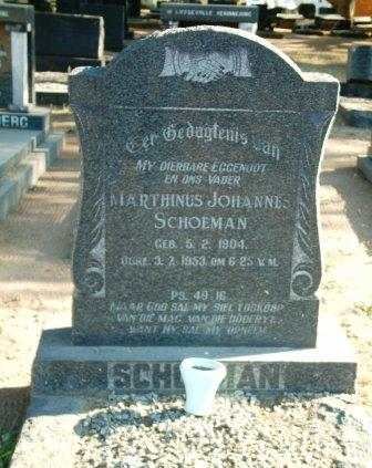 SCHOEMAN Marthinus Johannes 1904-1953