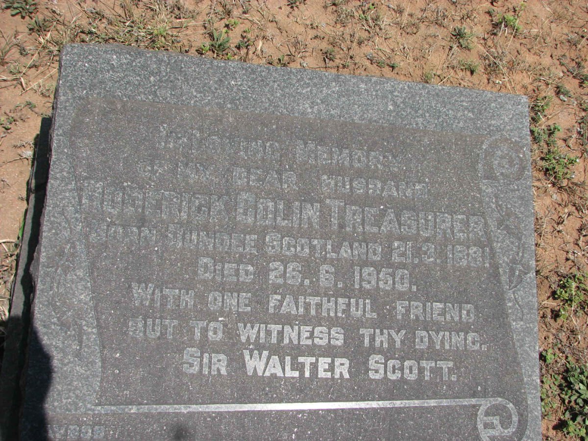 TREASURER Roderick Colin 1881-1950
