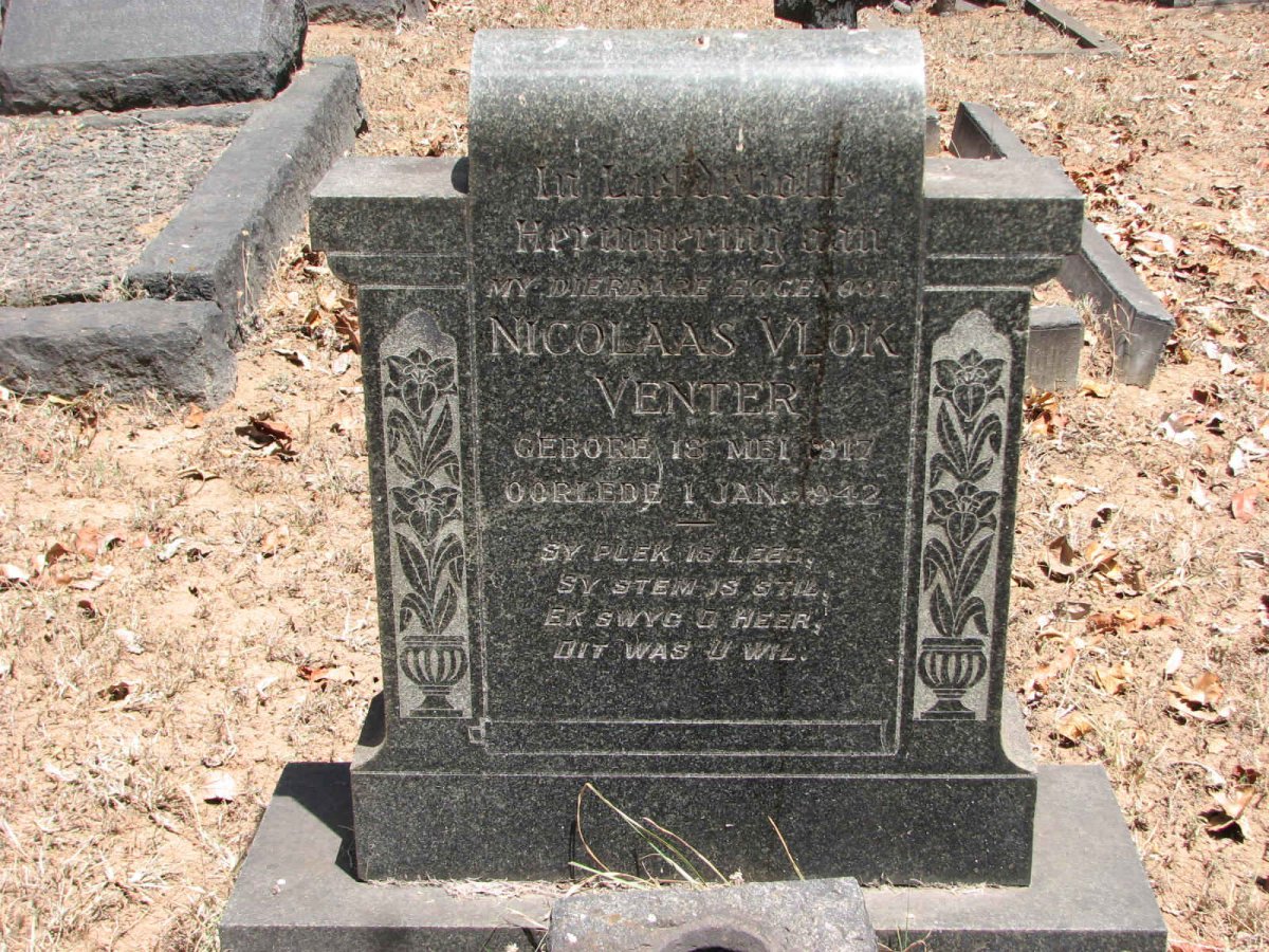VENTER Nicolaas Vlok ?-1942