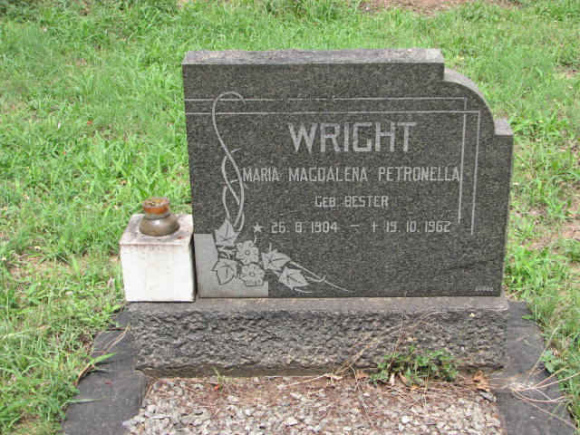 WRIGHT Maria Magdalena Petronella nee BESTER 1904-1962