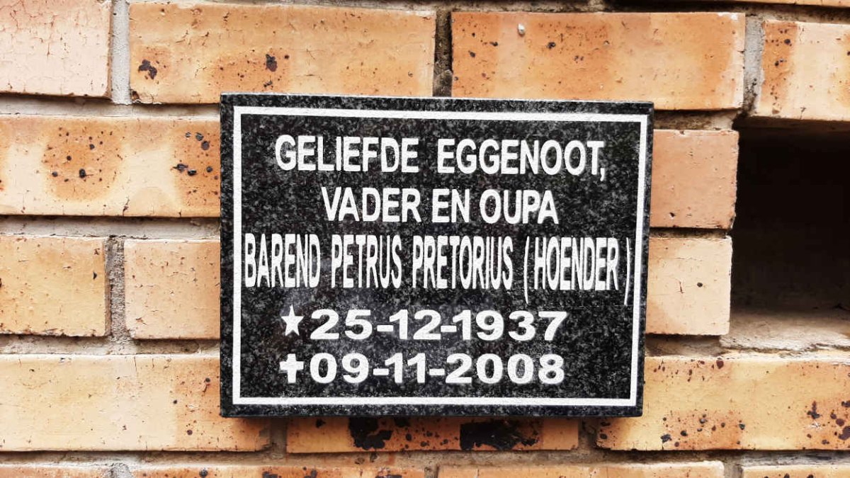 PRETORIUS Barend Petrus 1937-2008