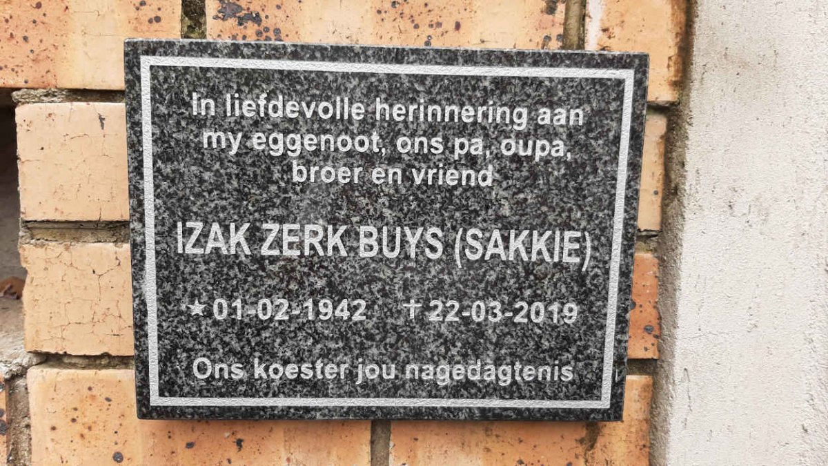 BUYS Izak Zerk 1942-2019