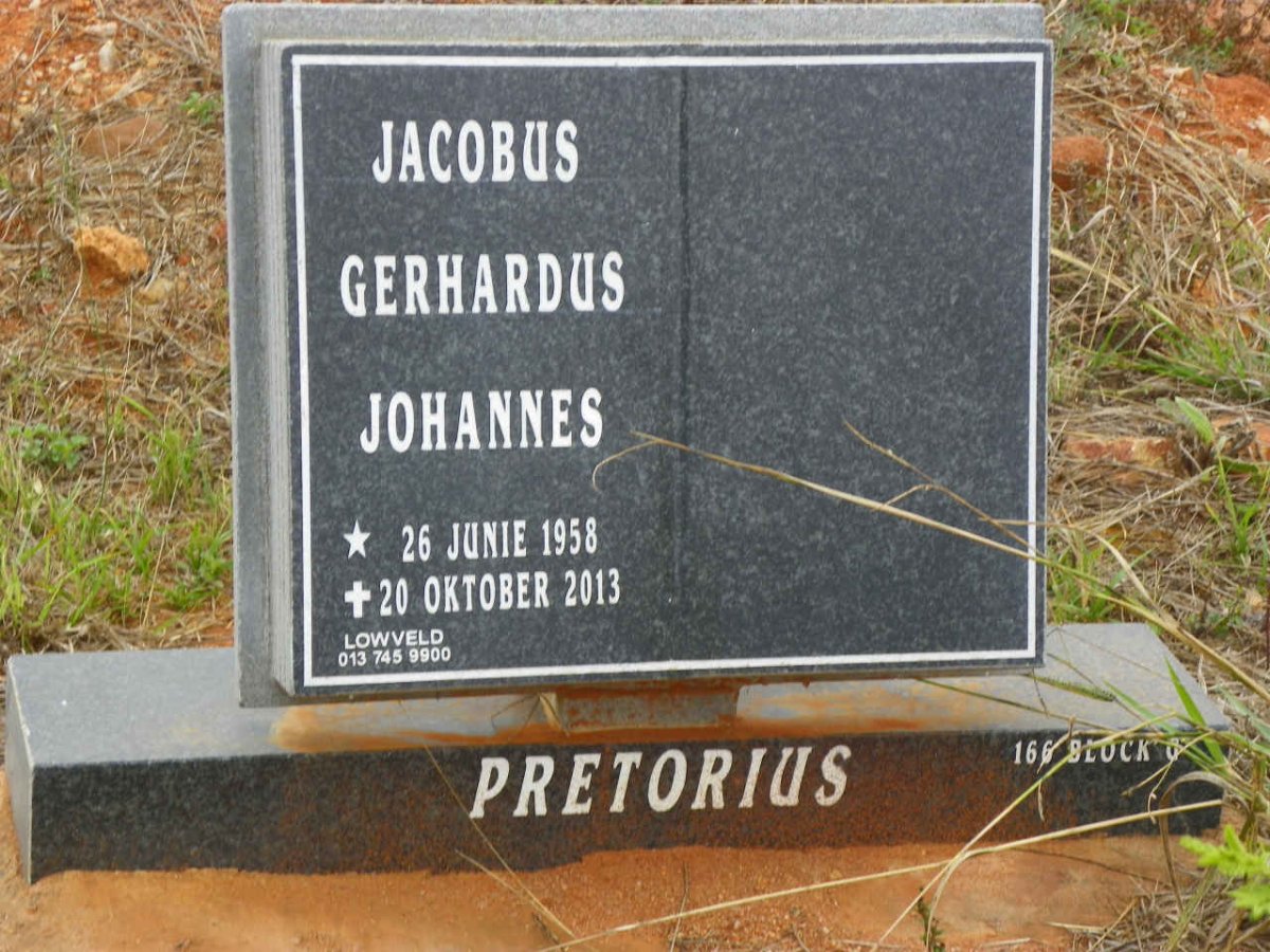 PRETORIUS Jacobus Gerhardus Johannes 1958-2013
