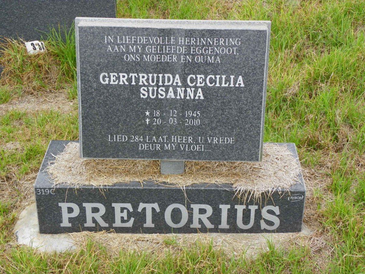 PRETORIUS Gertruida Cecilia Susanna 1945-2010