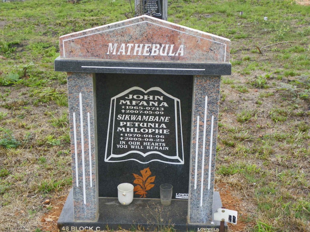 MATHEBULA John Mfana 1965-2007 :: SIKWAMBANE Petunia Mhlophe 1970-2005