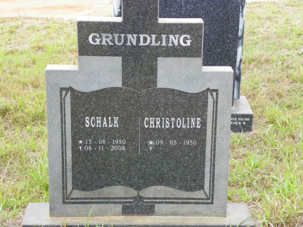 GRUNDLING Schalk 1950-2008 &amp; Christoline 1950-