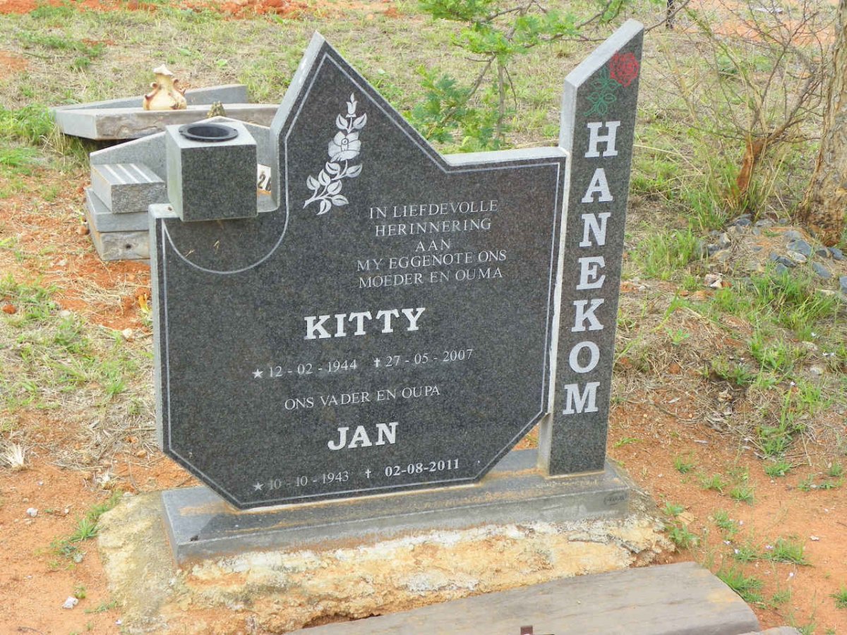 HANEKOM Jan 1943-2011 &amp; Kitty 1944-2007