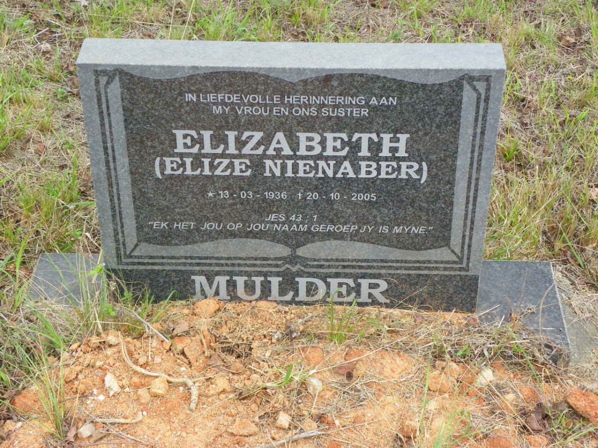 MULDER Elizabeth nee NIENABER 1936-2005