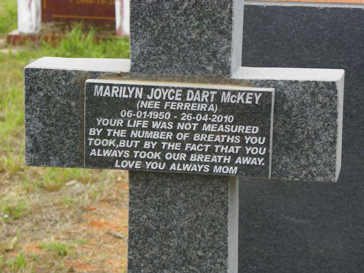 McKEY Terence 1948-2008 :: McKEY Marilyn Joyce Dart nee FERREIRA 1950-2010 :: McKEY Terence 1995-2009