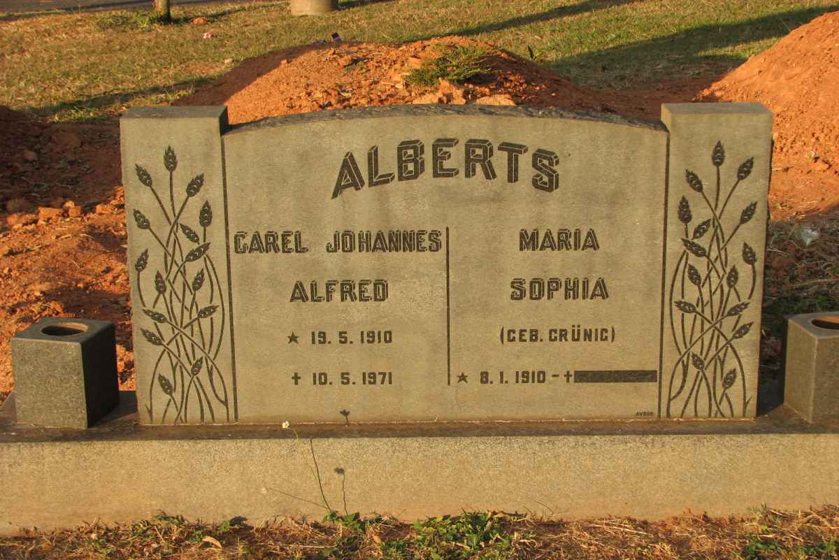 ALBERTS Carel Johannes Alfred 1910-1971 &amp; Maria Sophia GRÜNIG 1910-