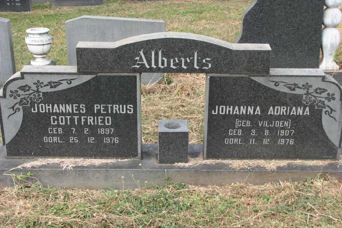 ALBERTS Johannes Petrus Gottfried 1897-1976 &amp; Johanna Adriana VILJOEN 1907-1976