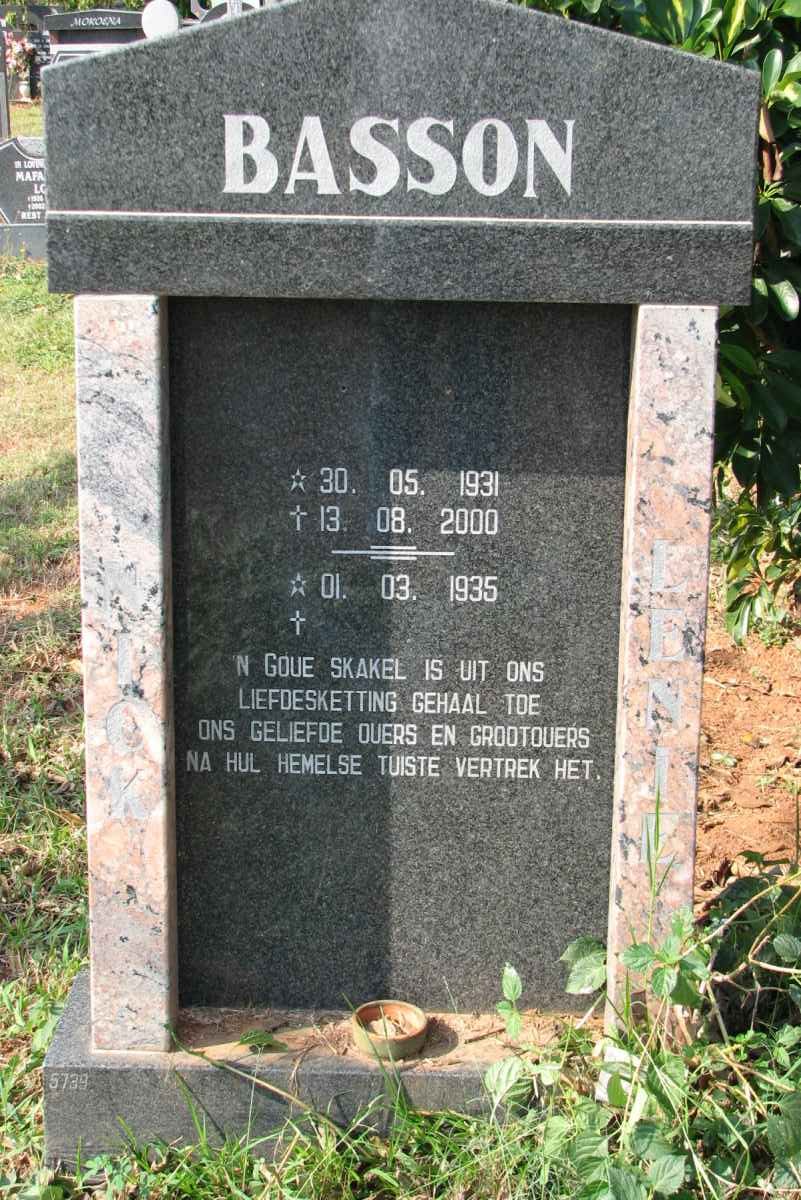 BASSON Nick 1931-2000 &amp; Lenie 1935-