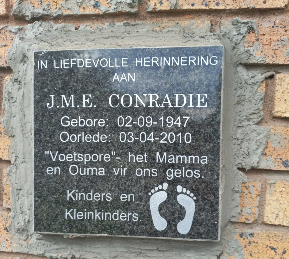 CONRADIE J.M.E. 1947-2010