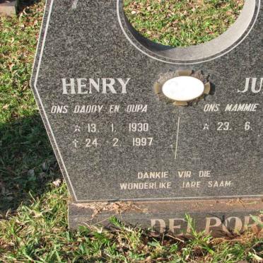 DELPORT Henry 1930-1997 &amp; June 1932-