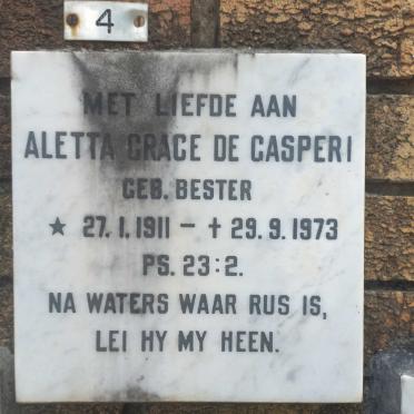 GASPERI Aletta Grace, de nee BESTER 1911-1973