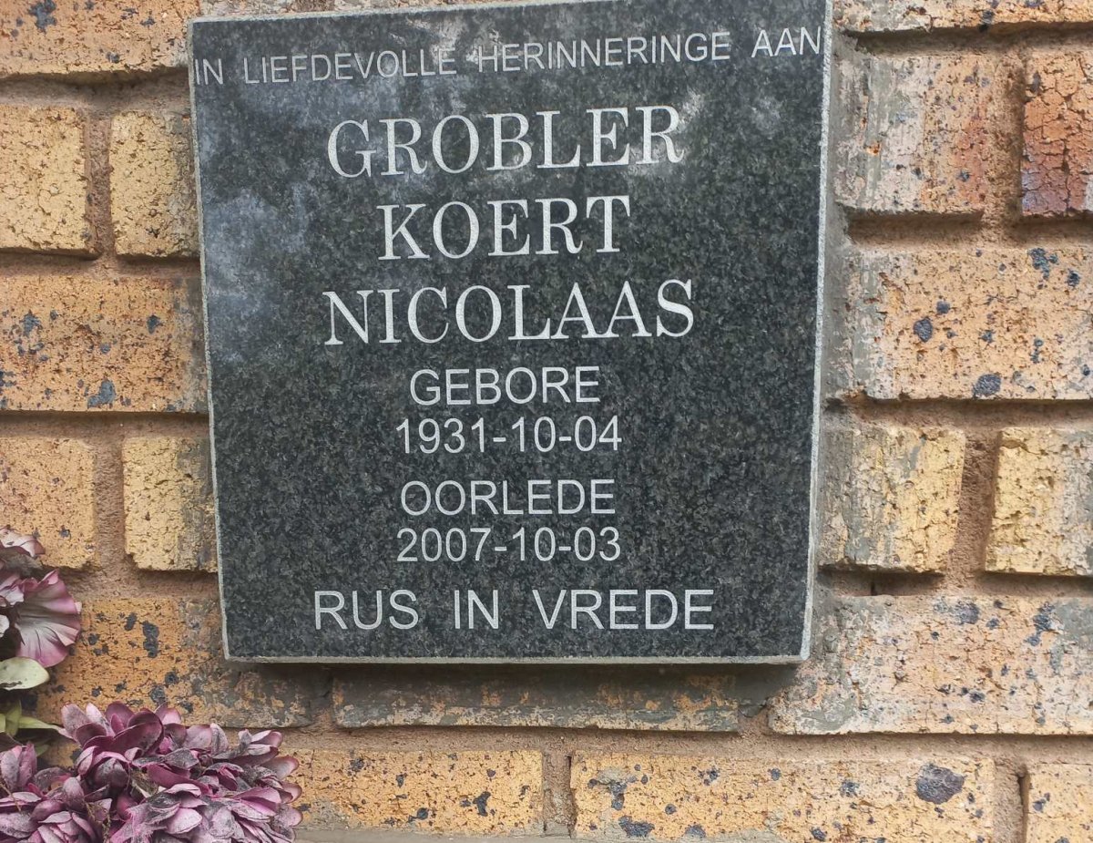 GROBLER Koert Nicolaas 1931-2007