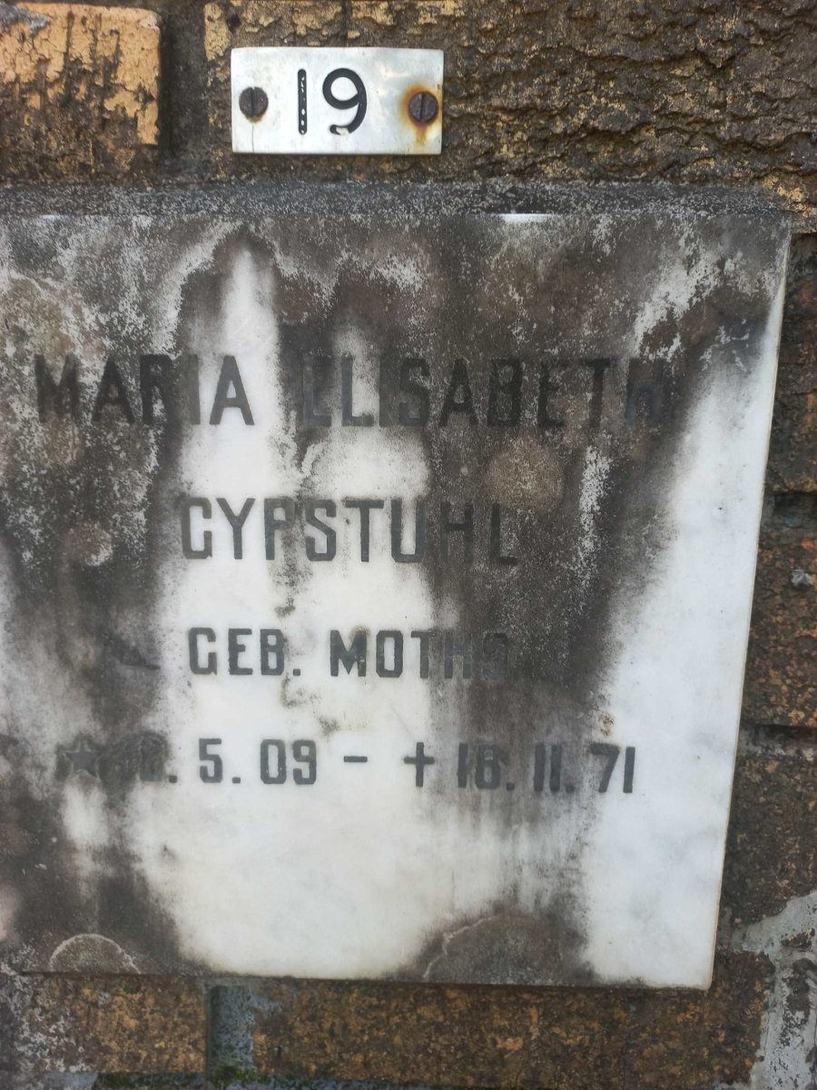 GYPSTUHL Maria Elisabeth nee MOTHS 1909-1971