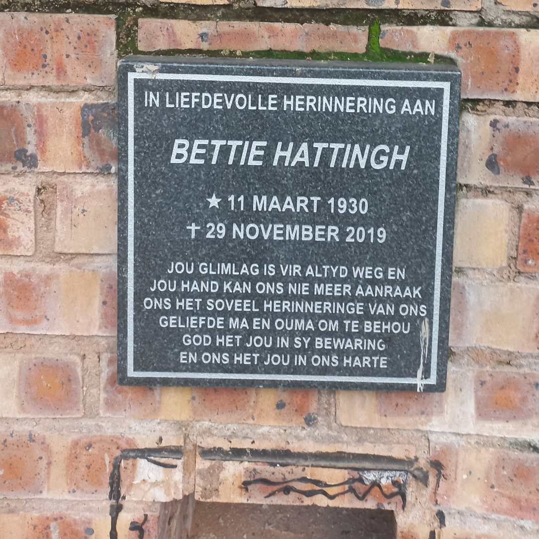 HATTINGH Bettie 1930-2019