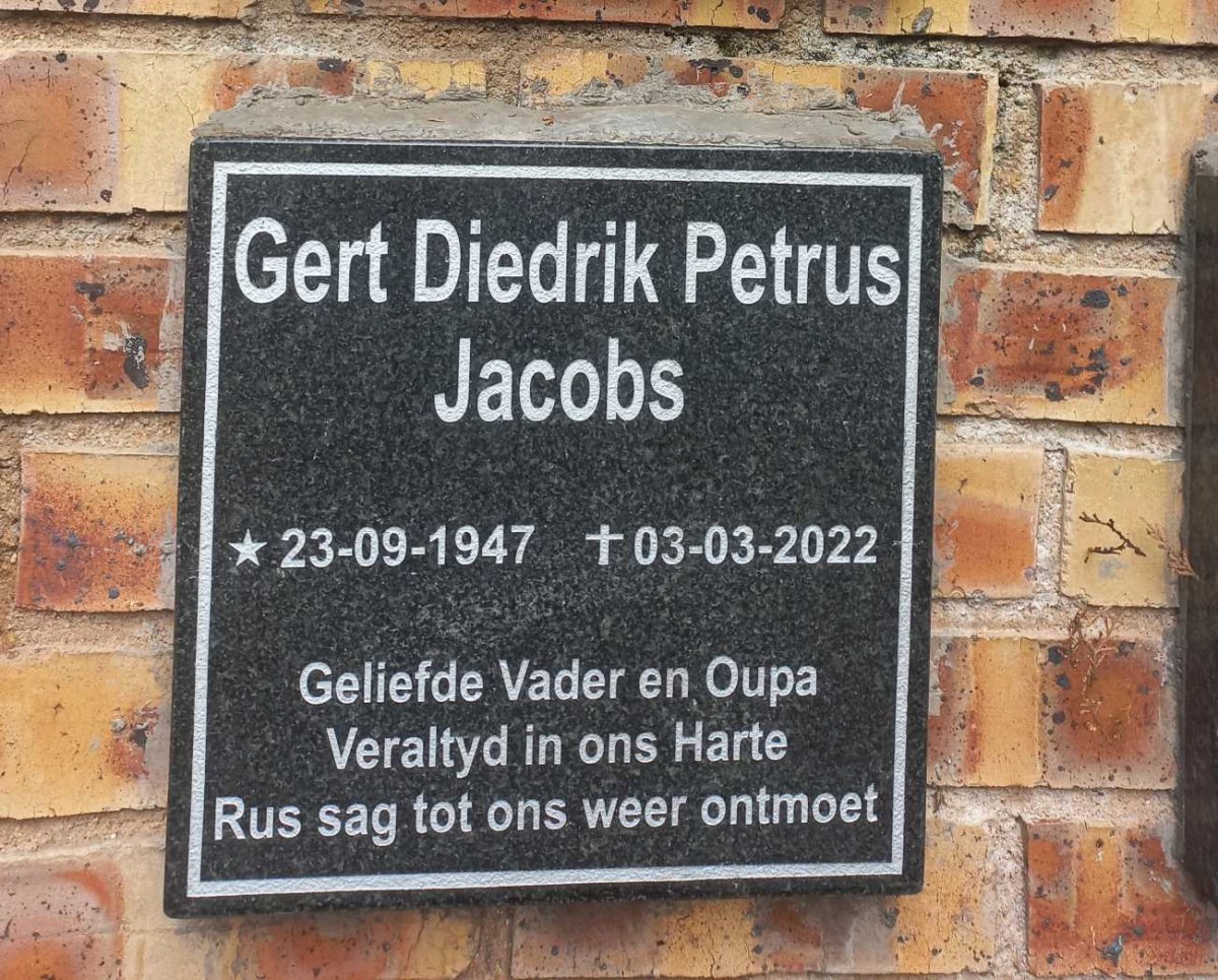 JACOBS Gert Diedrik Petrus 1947-2022