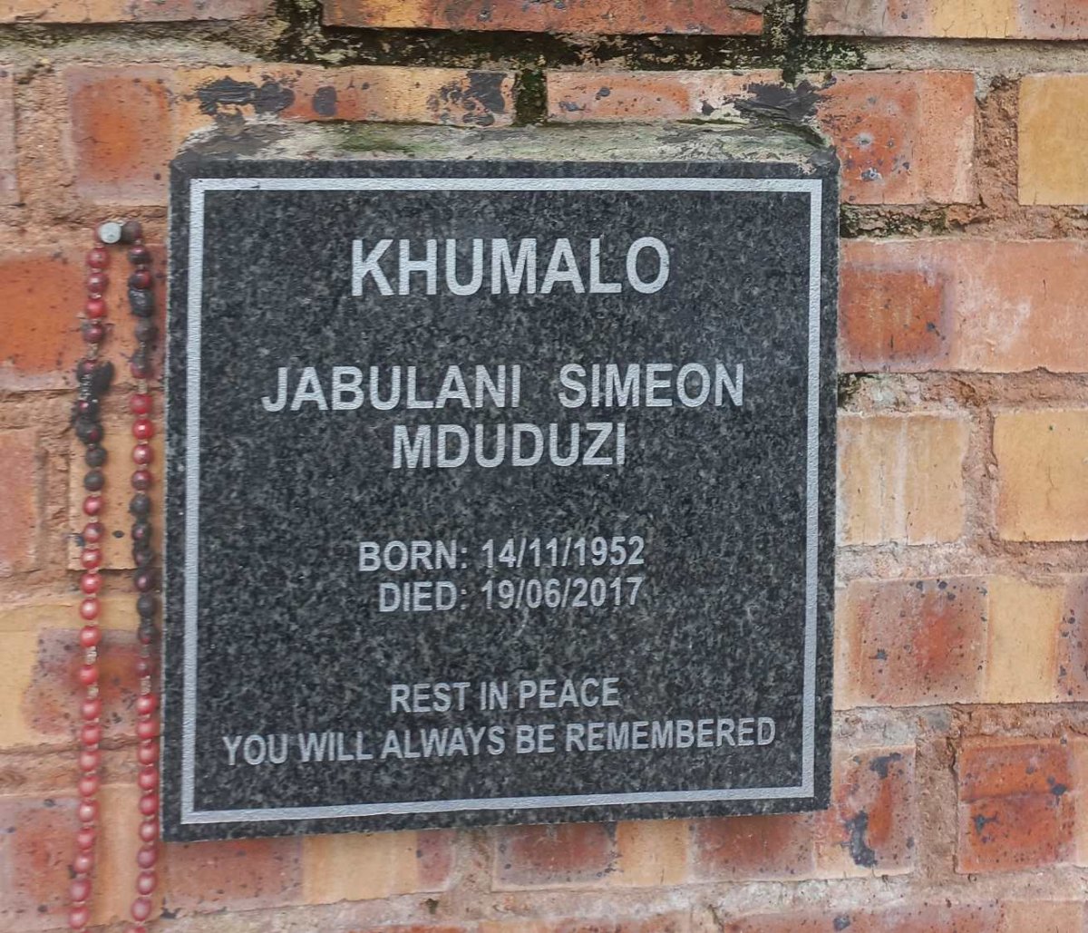KHUMALO Jabulani Simeon Mduduzi 1952-2017