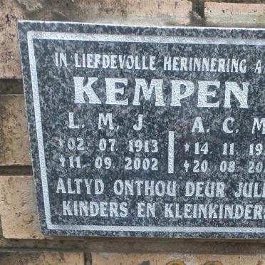 KEMPEN L.M.J. 1913-2002 & A.C.M. 1919-2010
