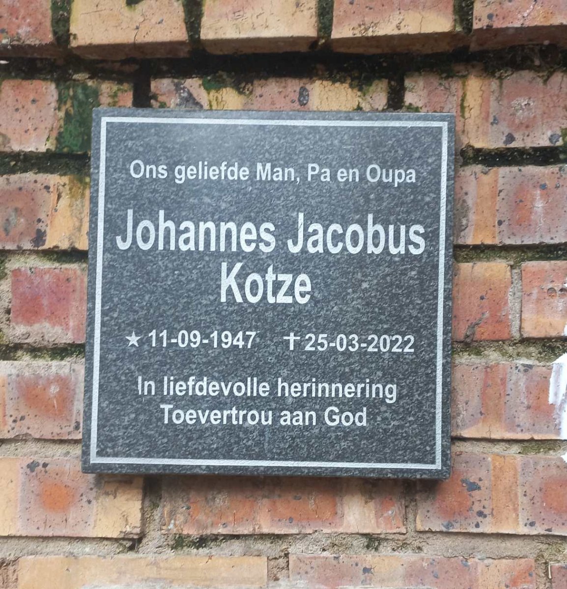 KOTZE Johannes Jacobus 1947-2022