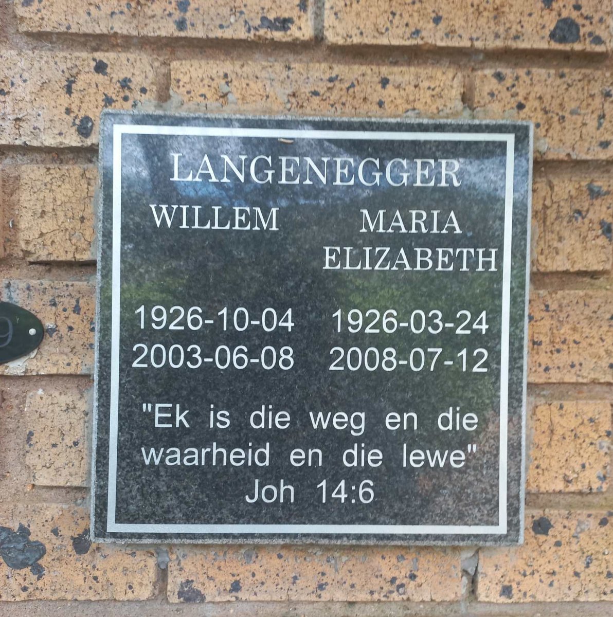 LANGENEGGER Willem 1926-2003 & Maria Elizabeth 1926-2008