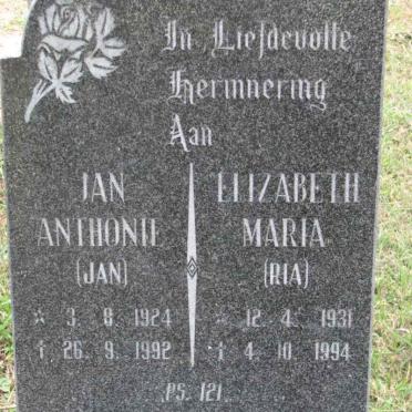 OELOFSE Jan Anthonie 1924-1992 &amp; Elizabeth Maria 1931-1994