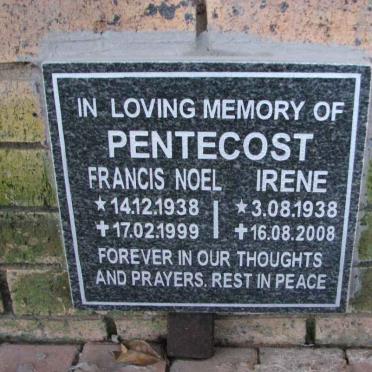 PENTECOST Francis Noel 1938-1999 &amp; Irene 1938-2008