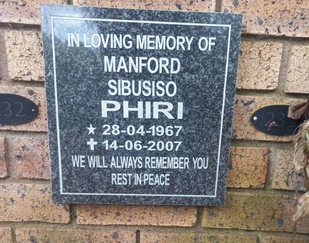 PHIRI Manford Sibusiso 1967-2007