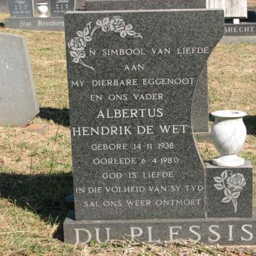 PLESSIS Albertus Hendrik De Wet, du 1938-1980