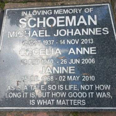 SCHOEMAN Michael Johannes 1937-2013 & Cecilia Anne 1940-2006 :: SCHEEPERS Janine 1968-2010 