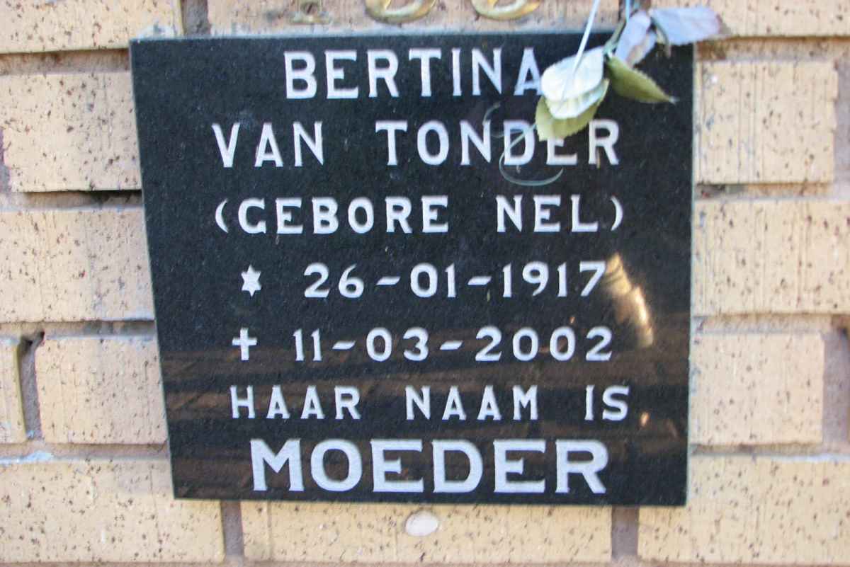 TONDER Bertina, van nee NEL 1917-2002