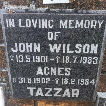 TAZZAR John Wilson 1901-1983 & Agnes 1902-1984