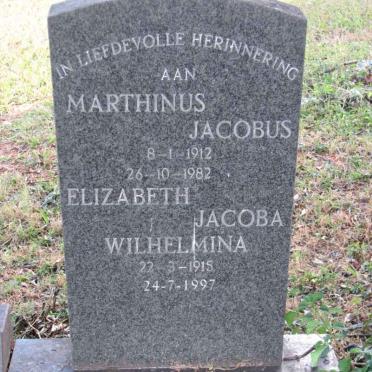 WELGEMOED Marthinus Jacobus 1912-1982 &amp; Elizabeth Jacoba Wilhelmina 1915-1997