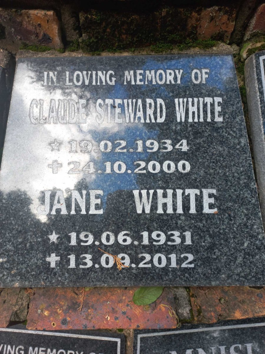 WHITE Claude Steward 1934-2000 & Jane 1931-2012